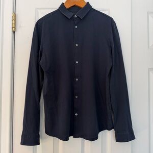 COS Men's Small 100% Cotton Navy Blue Long Sleeve Shirt